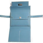 Hermes Kelly Wallet Compact Trifold Blue Jean Silver Hardware — view 6