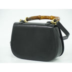 Gucci Bamboo 2-Way Shoulder Bag Handbag Pochette Leather Black — view 2