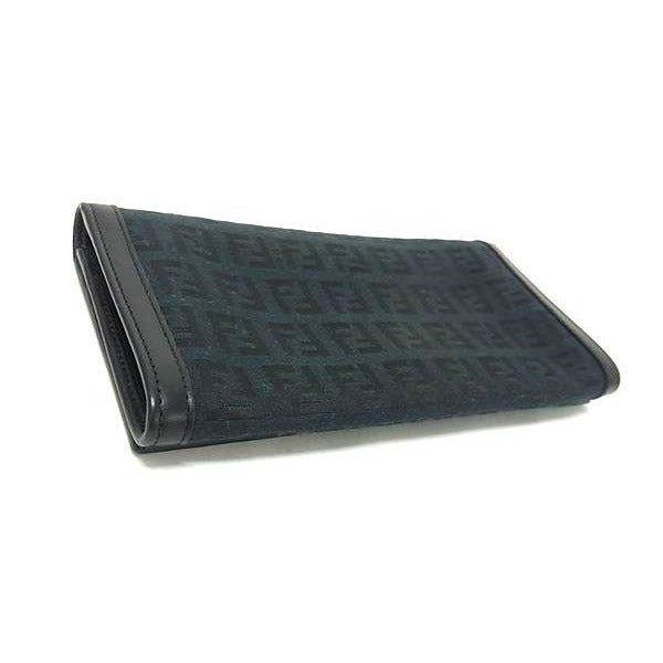 Fendi Wallet Zucchino Black Canvas Leather Bifold — view 3
