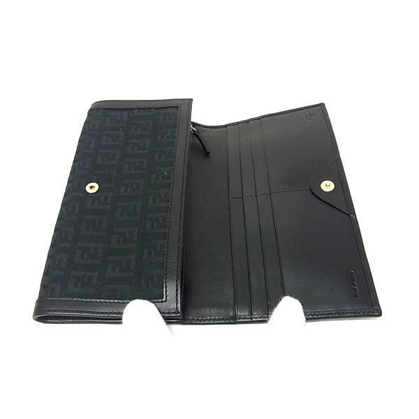 Fendi Wallet Zucchino Black Canvas Leather Bifold — view 4