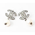 Chanel CC Motif Coco Mark Swing Pearl Silver White