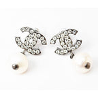 Chanel CC Motif Coco Mark Swing Pearl Silver White