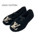 Louis Vuitton Poppy Line Flat Shoes Shearling Black Beige Ballet