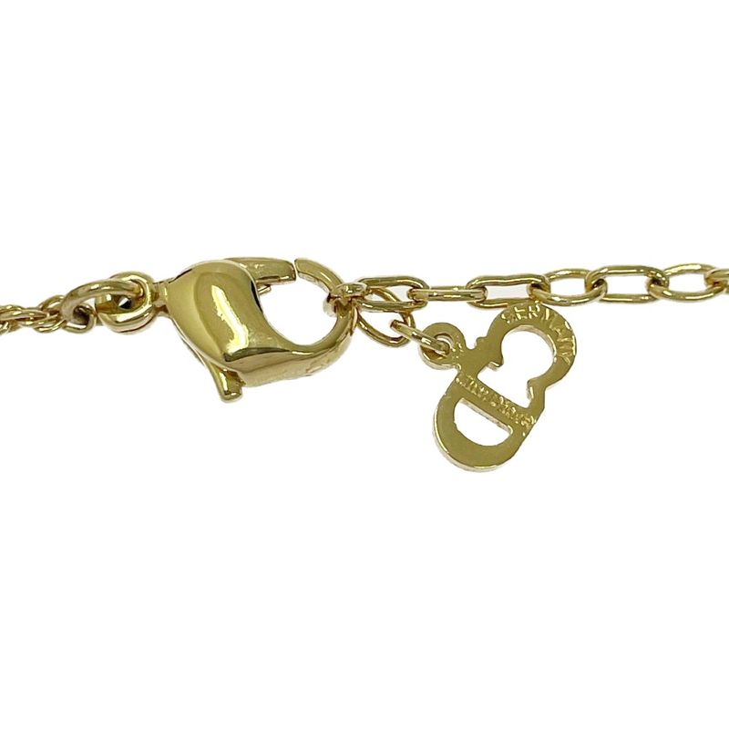 Dior GP Rhinestone Logo Emblem Round Necklace Gold — view 7