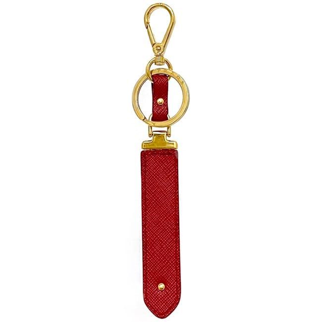 Prada Logo Key Ring Red Saffiano 1 Pp067 Leather — view 2