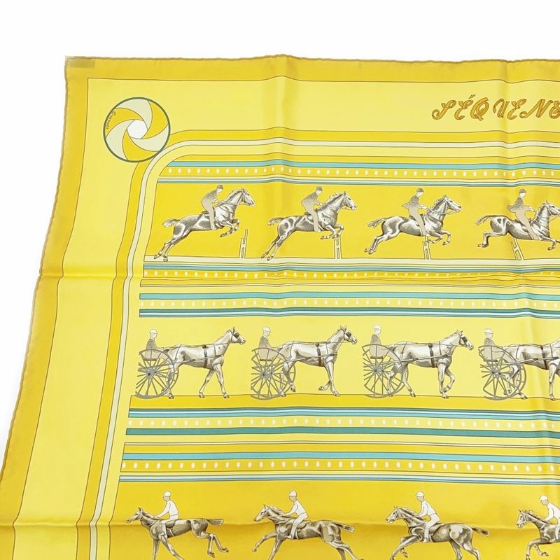 Hermes Silk Carre 90 Sequences Scarf Yellow — view 3
