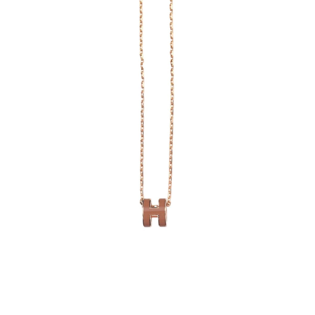Hermes Mini Pop Necklace New Gold Rose