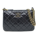 Chanel Chain Clutch 2-Way Bag Hand Shoulder Leather Black — view 2