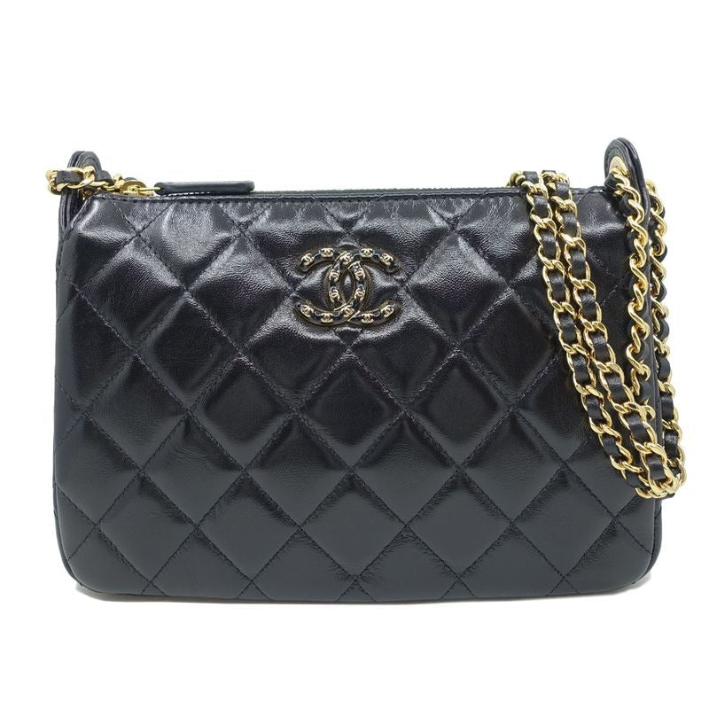 Chanel Chain Clutch 2-Way Bag Hand Shoulder Leather Black — view 2