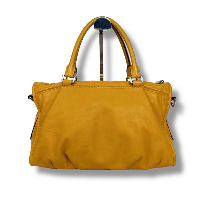 Loewe 2-Way Shoulder Bag Handbag Tassel Charm Fringe Anagram Logo Yellow Silver — view 3