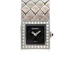 Chanel Quilted H0489 Diamond Bezel Vintage Watch Black Quartz