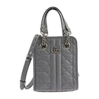 Gucci Handbag Leather Gray Silver Hardware GG Marmont 2-Way Shoulder Bag