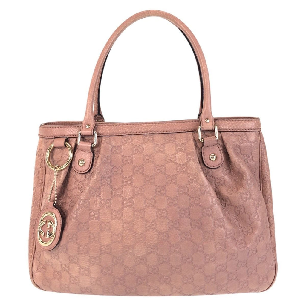 Gucci Guccissima Ski Pink Beige Gold Leather Tote Shoulder Bag