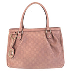 Gucci Guccissima Ski Pink Beige Gold Leather Tote Shoulder Bag