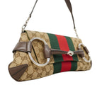 Gucci Shoulder Bag GG Canvas Sherry Line Horsebit Brown Silver — view 2