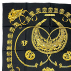 Hermes Scarf Silk Carre 90 les Cavaliers D'Or Golden Knight Black — view 2