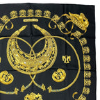 Hermes Scarf Silk Carre 90 les Cavaliers D'Or Golden Knight Black — view 3