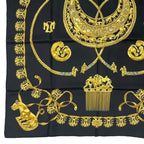 Hermes Scarf Silk Carre 90 les Cavaliers D'Or Golden Knight Black — view 4