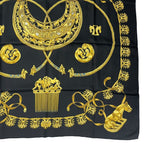 Hermes Scarf Silk Carre 90 les Cavaliers D'Or Golden Knight Black — view 5