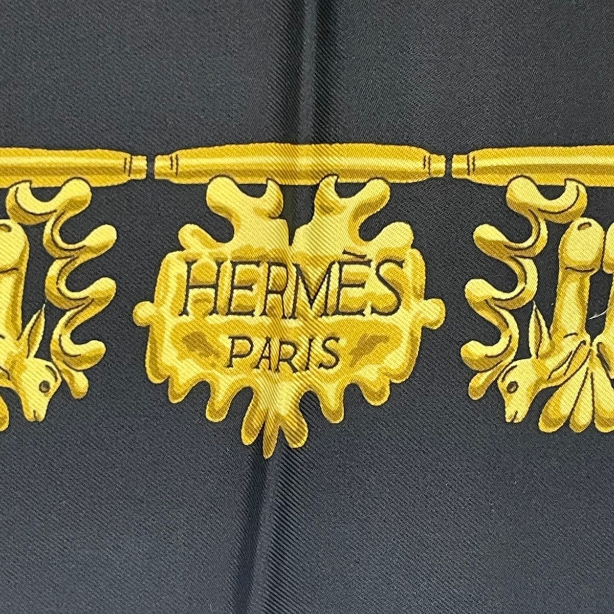 Hermes Scarf Silk Carre 90 les Cavaliers D'Or Golden Knight Black — view 7
