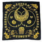 Hermes Scarf Silk Carre 90 les Cavaliers D'Or Golden Knight Black