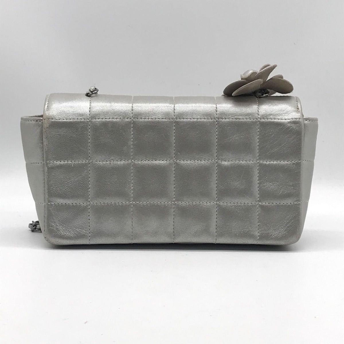 Chanel Lambskin Camellia Choco Bar Chain Shoulder Bag Silver Price Negotiation — view 2