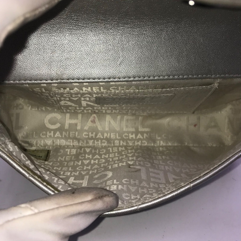 Chanel Lambskin Camellia Choco Bar Chain Shoulder Bag Silver Price Negotiation — view 5