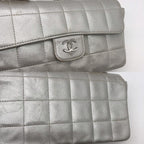 Chanel Lambskin Camellia Choco Bar Chain Shoulder Bag Silver Price Negotiation — view 9