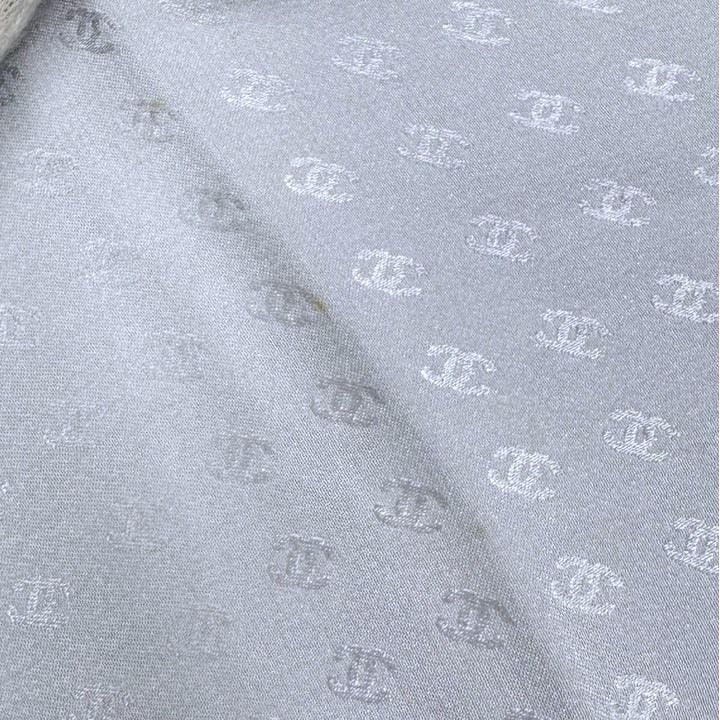 Chanel Scarf Fringe Pattern Silk Gray — view 8