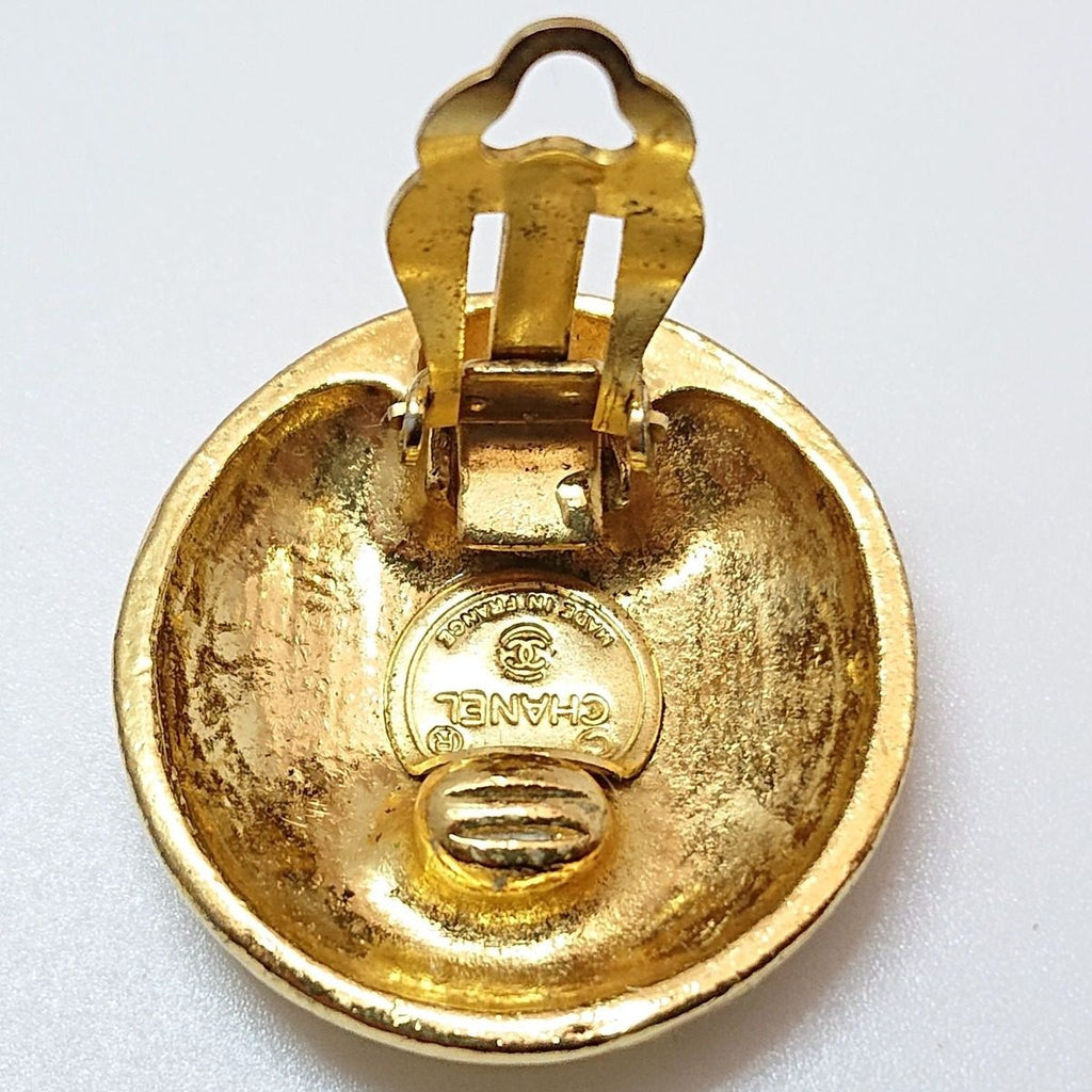 Chanel Vintage Mademoiselle Round Gold Earrings