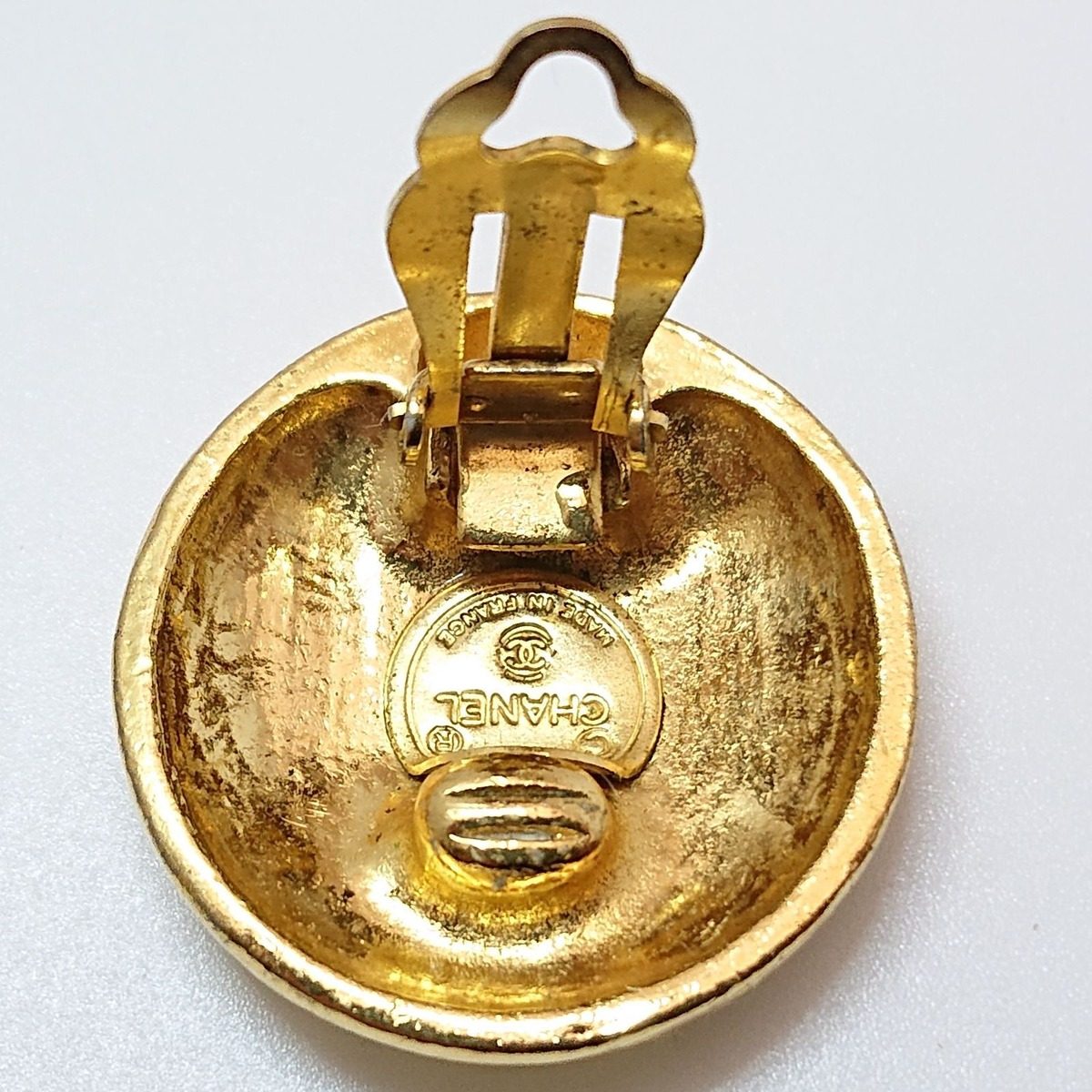 Chanel Vintage Mademoiselle Round Gold Earrings