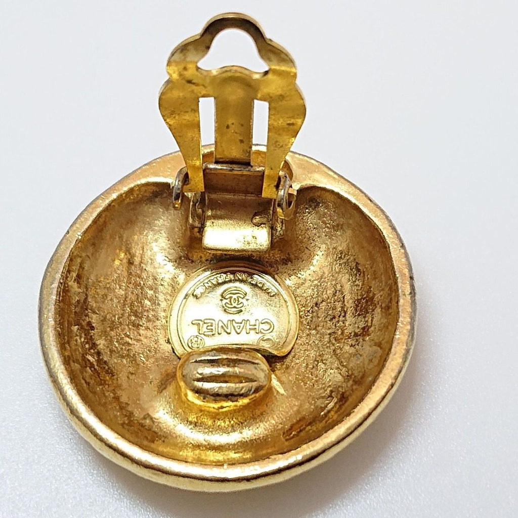Chanel Vintage Mademoiselle Round Gold Earrings