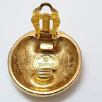 Chanel Vintage Mademoiselle Round Gold Earrings