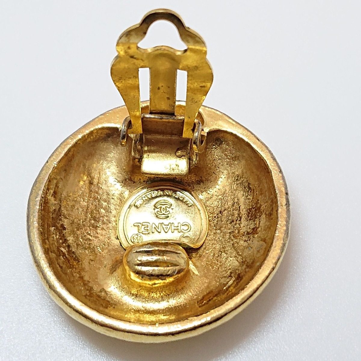 Chanel Vintage Mademoiselle Round Gold Earrings