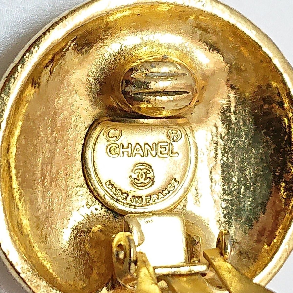 Chanel Vintage Mademoiselle Round Gold Earrings