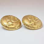 Chanel Vintage Mademoiselle Round Gold Earrings