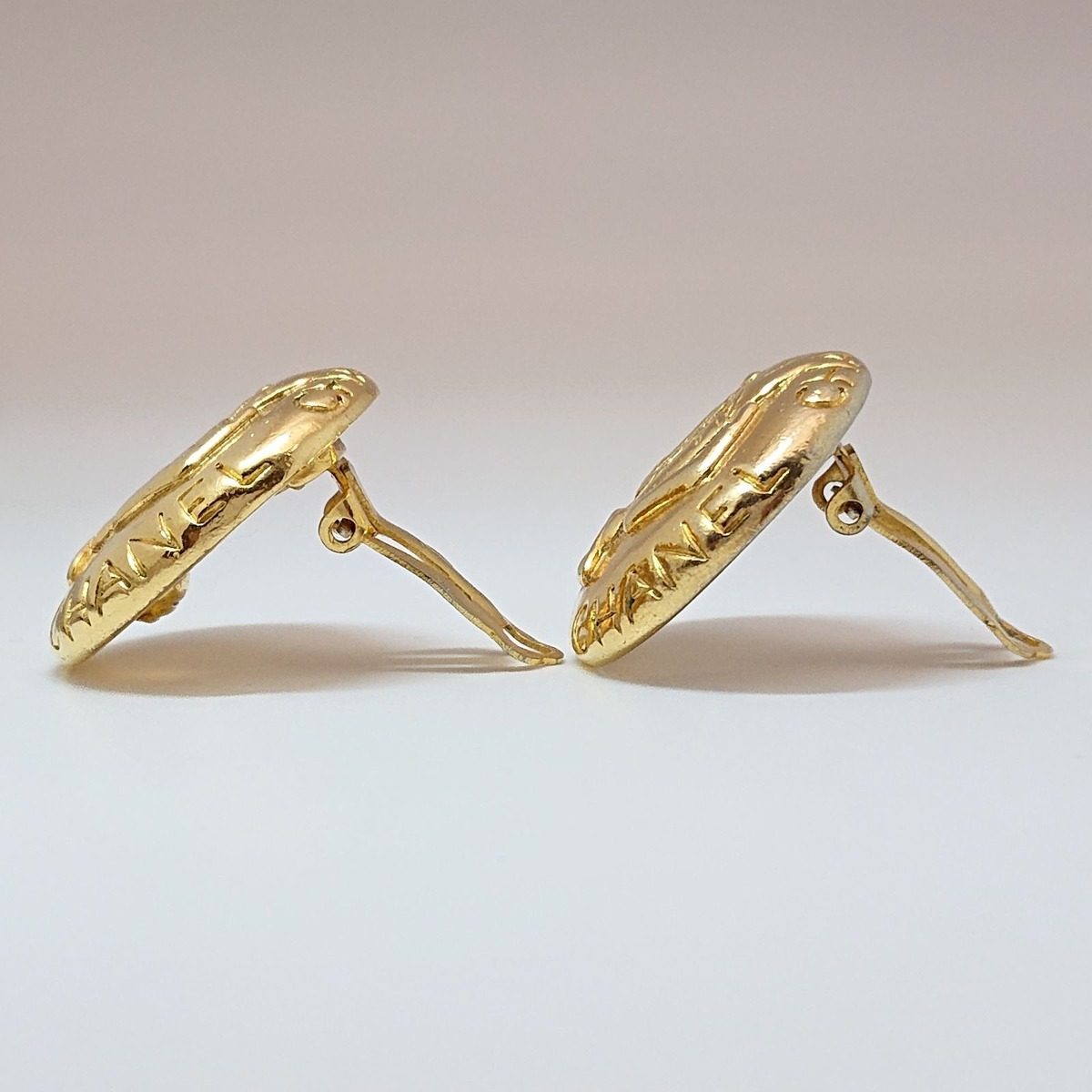 Chanel Vintage Mademoiselle Round Gold Earrings