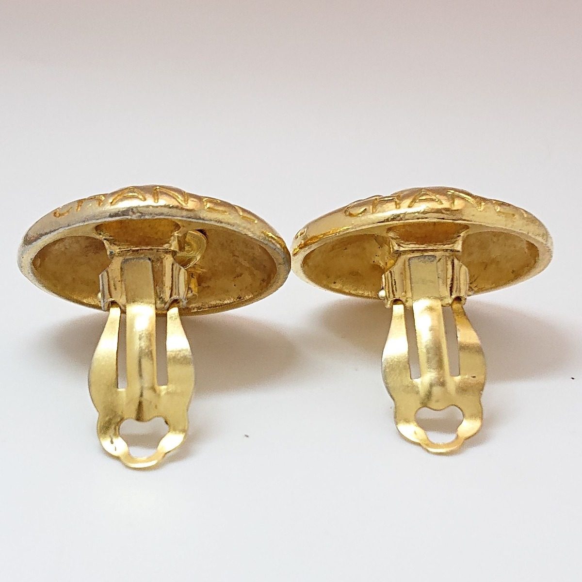 Chanel Vintage Mademoiselle Round Gold Earrings