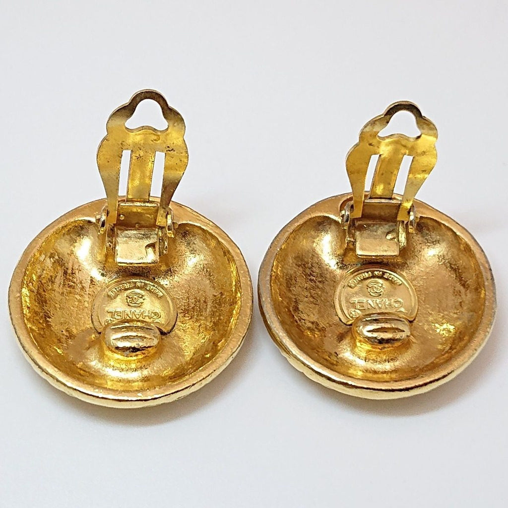 Chanel Vintage Mademoiselle Round Gold Earrings