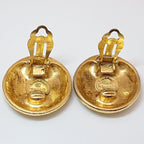 Chanel Vintage Mademoiselle Round Gold Earrings