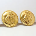 Chanel Vintage Mademoiselle Round Gold Earrings