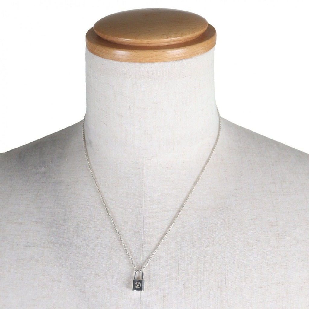 Louis Vuitton Pendant Lockit Chain Necklace Silver Weight — view 2