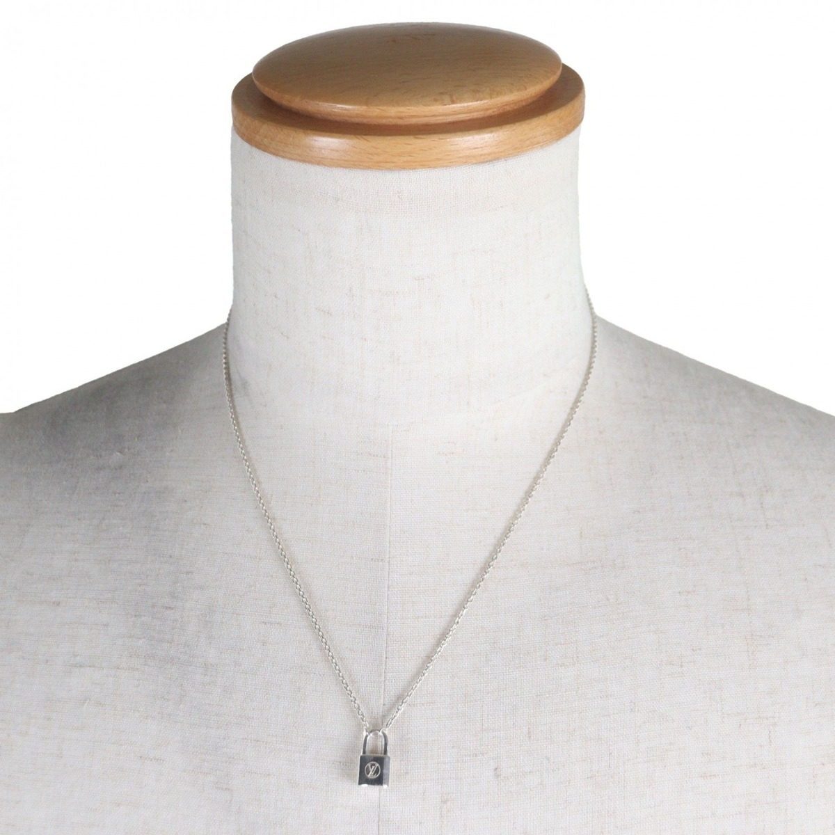Louis Vuitton Pendant Lockit Chain Necklace Silver Weight — view 2