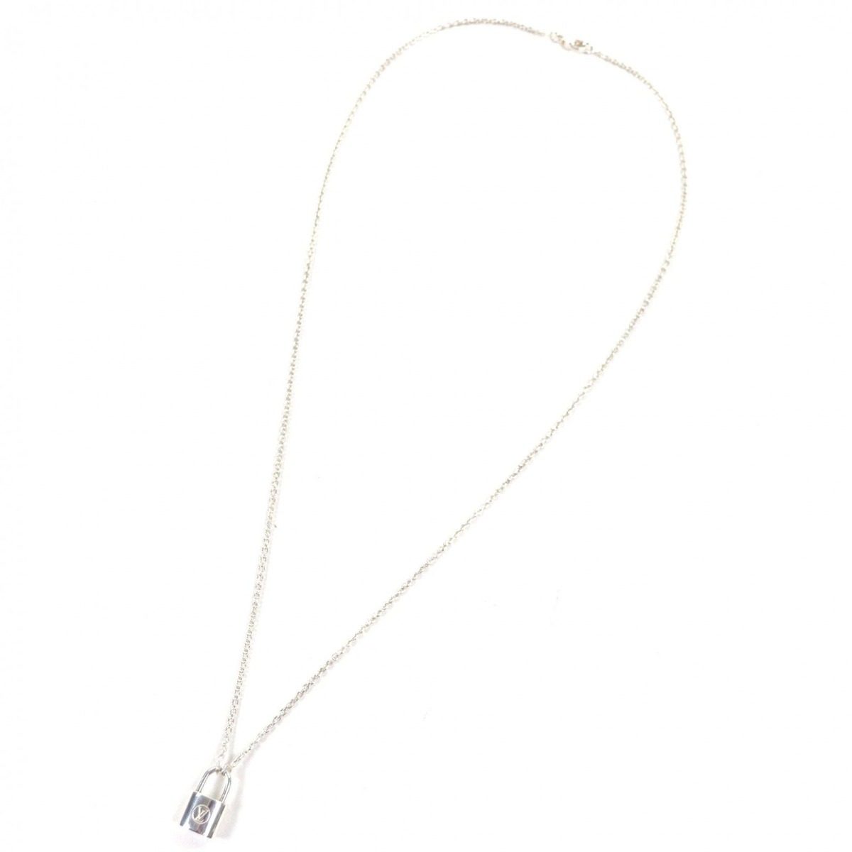 Louis Vuitton Pendant Lockit Chain Necklace Silver Weight — view 3