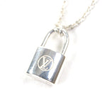 Louis Vuitton Pendant Lockit Chain Necklace Silver Weight — view 4