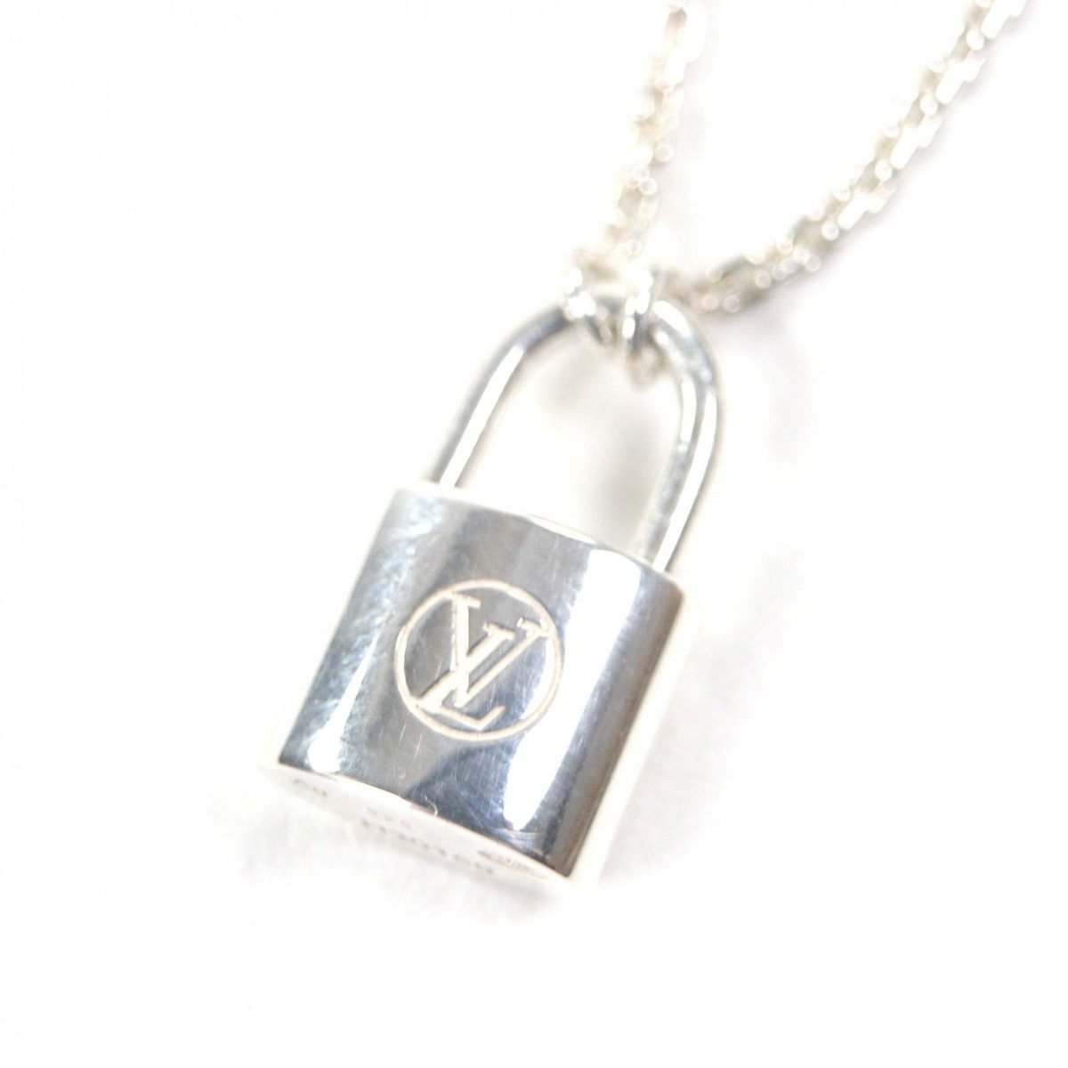 Louis Vuitton Pendant Lockit Chain Necklace Silver Weight — view 4