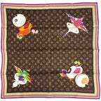 Louis Vuitton Carre 70 Super Flat Monogram Panda Takashi Murakami Scarf Silk