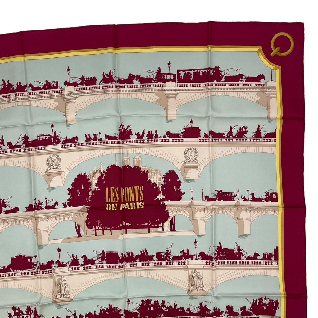 Hermes Scarf Silk Carre 90 les Ponts de Paris Bridges of Red — view 3