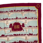 Hermes Scarf Silk Carre 90 les Ponts de Paris Bridges of Red — view 3
