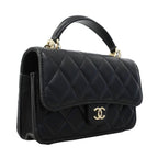 Chanel Phone Case Quilted Lambskin Black Champagne Gold 2-Way — view 2